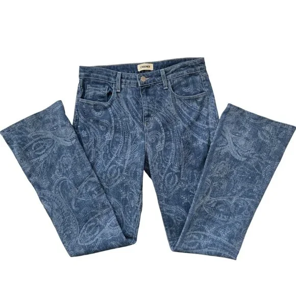 L’Agence Stassi High Rise Jeans 29 Sleek Baby Boot Blue Paisley - Picture 8 of 14